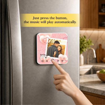 Personalized Musical Fridge Magnet Photo Frame with Rechargeable Custom Song Frame with Photo Unique Anniversary & Birthday Gift for Couples Musical Memory Frame
